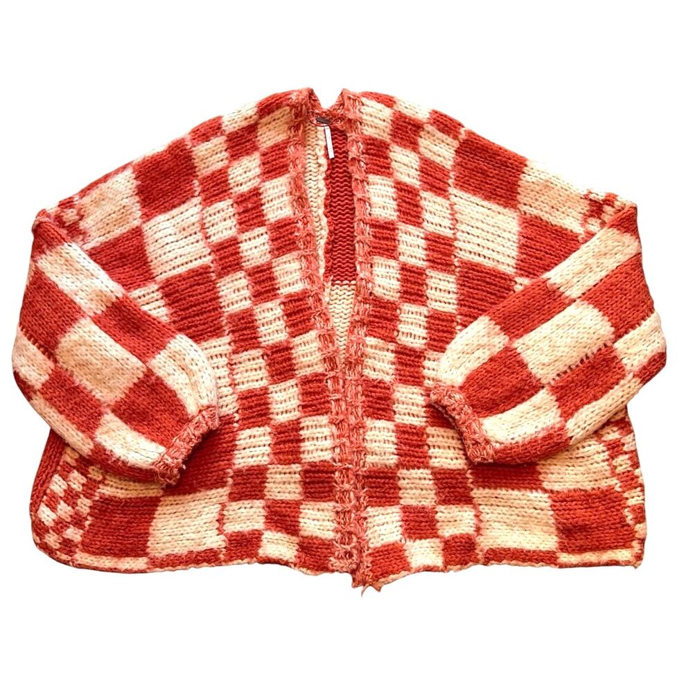 Free People Aldrin Cardi Oversized Fuzzy Sweater Orangesicle Combo XS/S - Picture 13 of 13